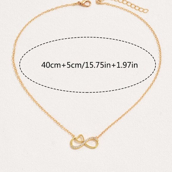 Rhinestone Infinity Symbol Pendant Necklace,Chain charm dainty Minimalist trendy - Picture 5 of 10